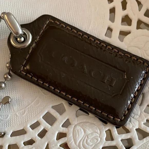 RARE Coach brown and silver hang tag - bag charm set - Picture 3 of 12